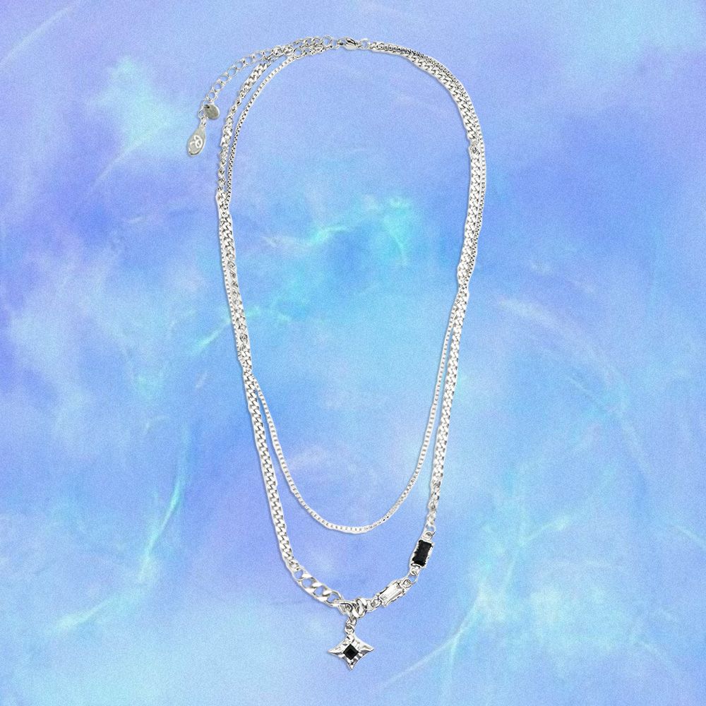 【MIDNIGHT MOMENT】square link long necklace / 追跡送 Illusion Necklace - ZenJumps Chainmaille