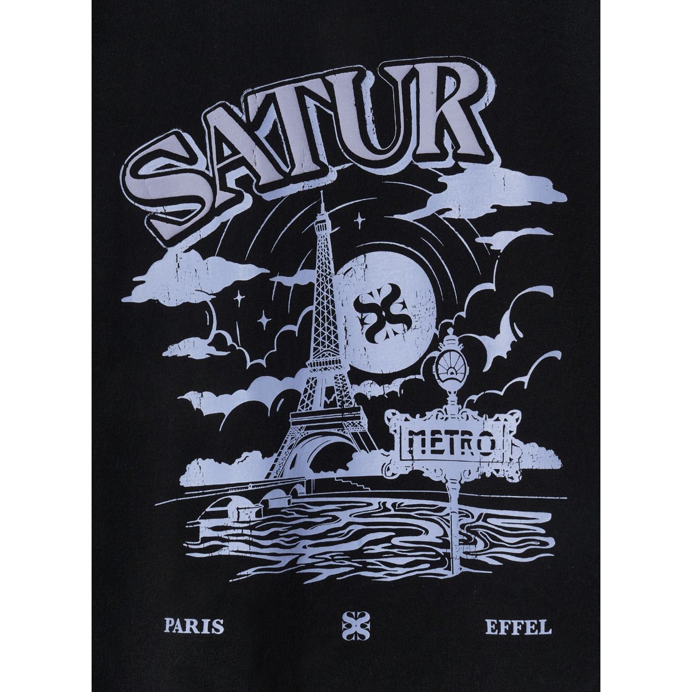 ◆SATUR◆ Paris Metro Graphic Short Sleeve T-Shirt Resort Bl Paris Metro Graphic Short-sleeved T-shirt Resort Black
