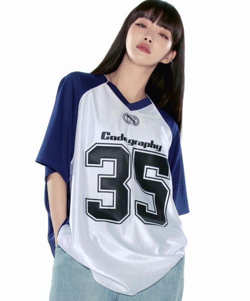 Tシャツ・カットソー CODEGRAPHY Sports color combination mesh jersey long sleeve ◇CODEGRAPHY SPORTS MESH JERSEY LONG SLEEVE/3色◇