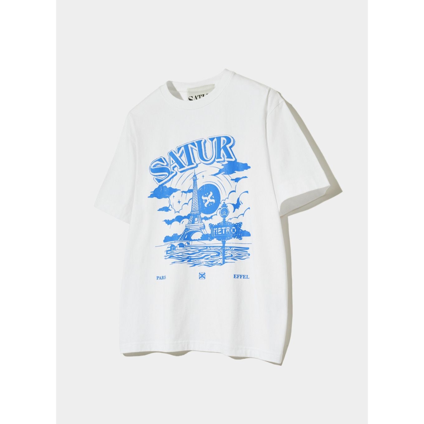 Paris Metro Graphic Short Sleeve T-shirt White Blue
