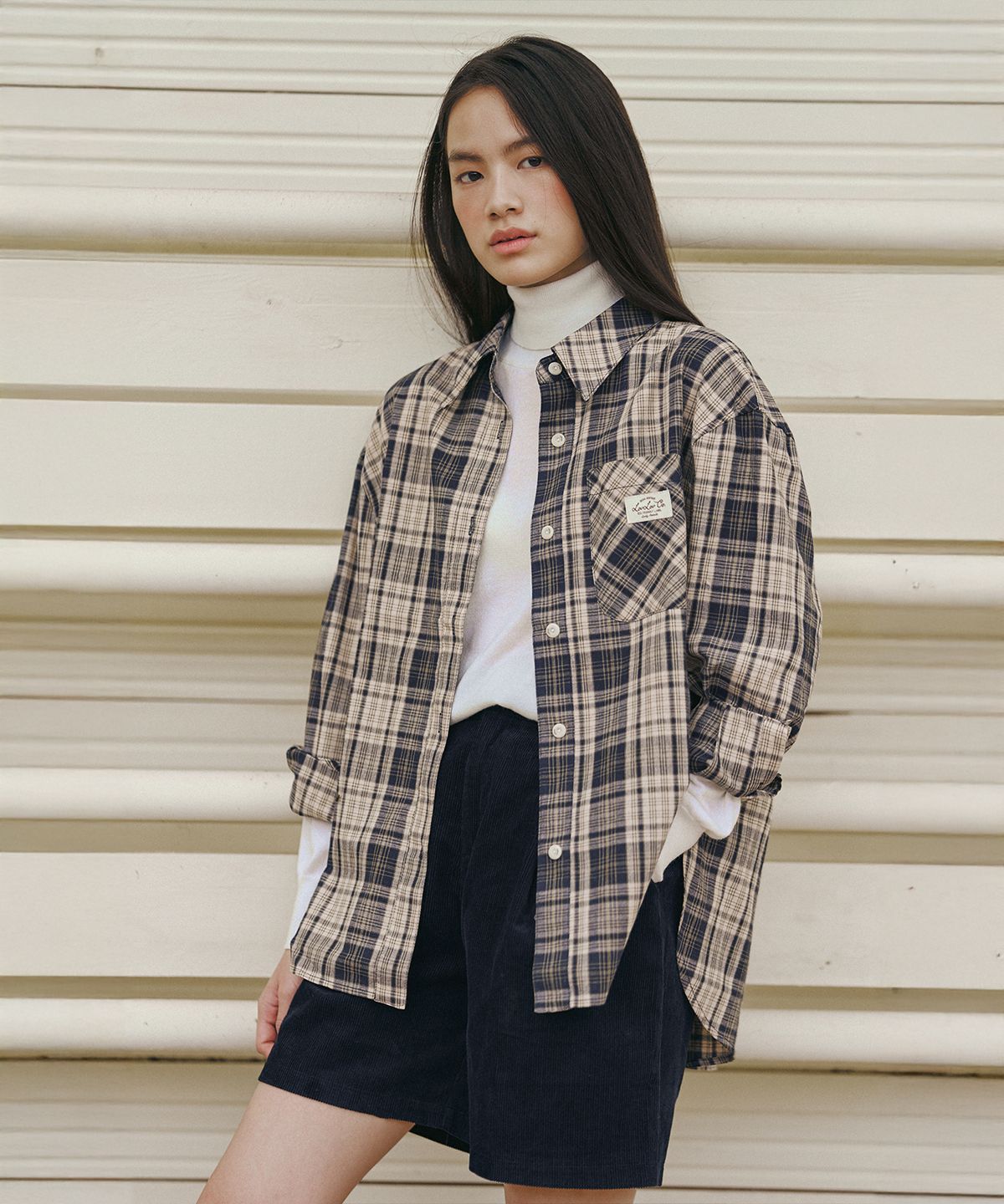 aespa カリナ 着用/TWO POCKET OMBRE PLAID CHECK SHIRTS Trillion] Aespa Karina Pick Two Pocket Ombre Plaid Check