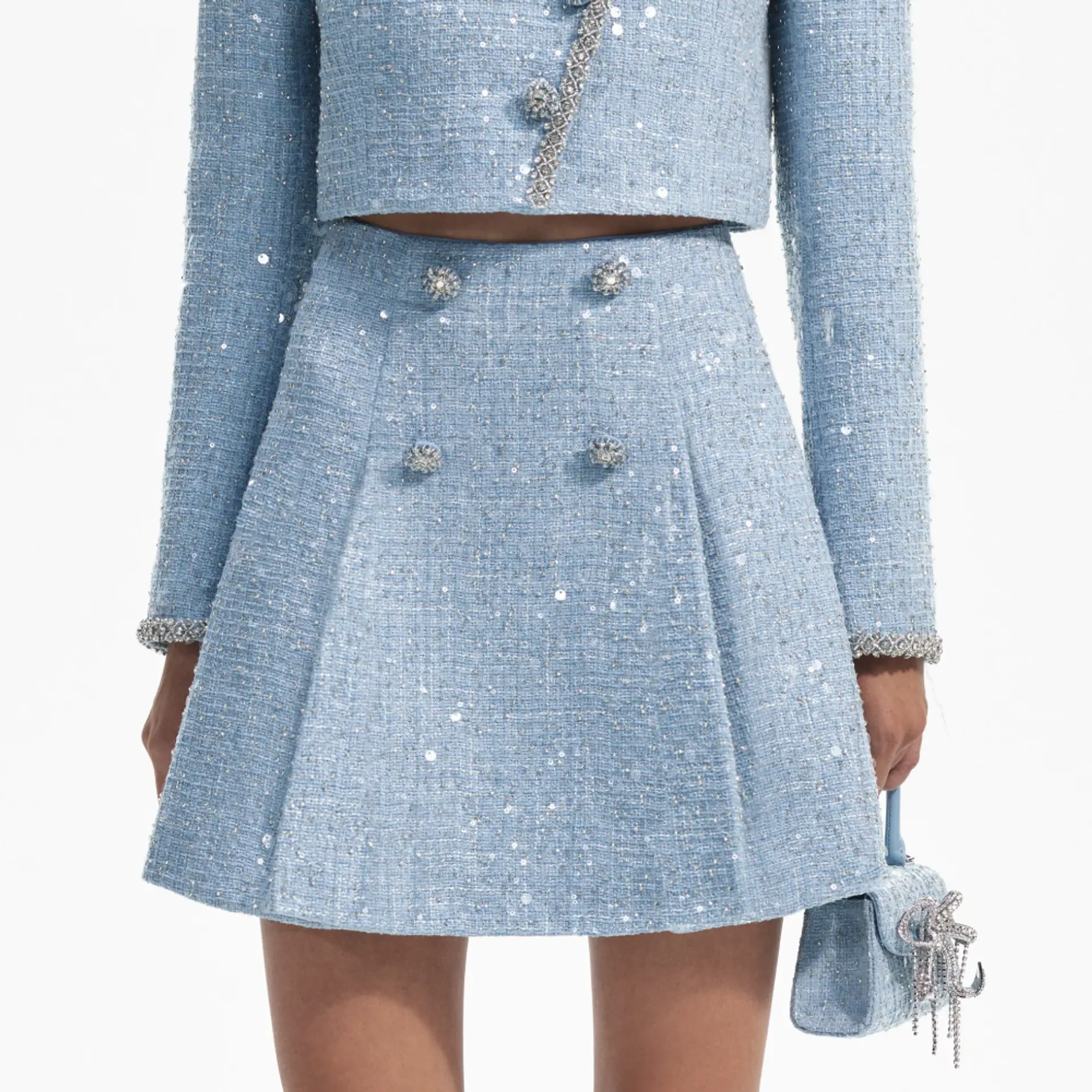 ジャケット・アウター tweed over jacket / mini skirt Silver Sequin Embellishment Tweed Jacket - Retro, Indie and
