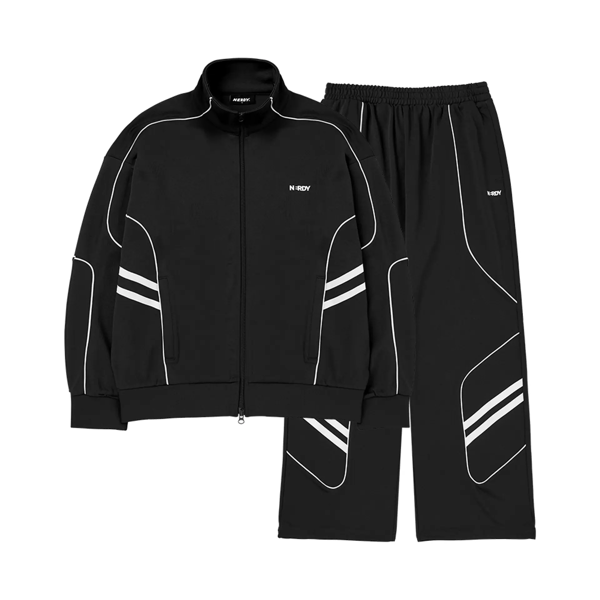 ☆NERDY☆ Triple Line Track Top BurgundyNavyCharcoal Racing Track Top Set Dark Purple :: WALALAND(왈라랜드)