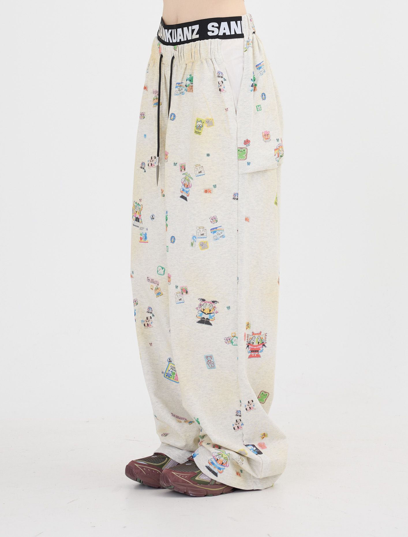 パンツ SANKUANZ Bleached Rabbit Graffiti Print パンツ SANKUANZ